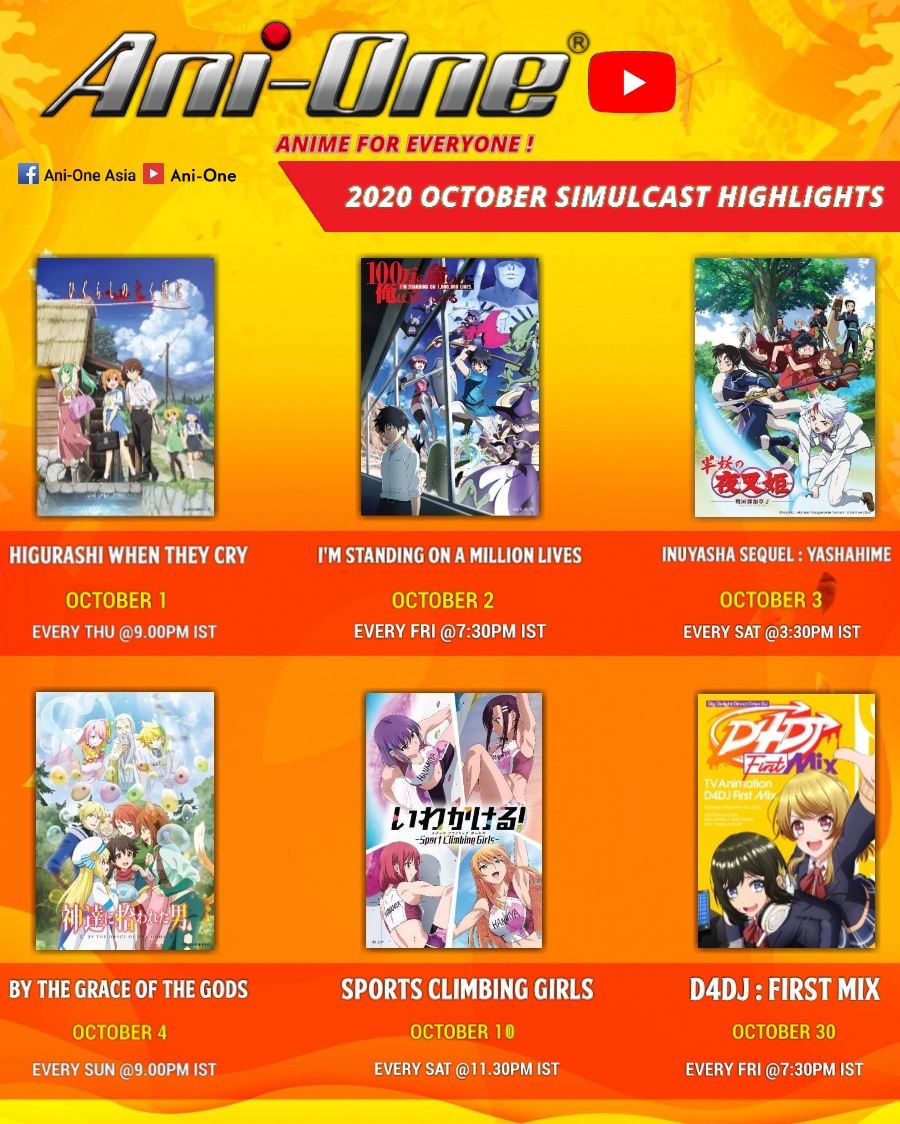 Medialink’s Ani-One Asia Simulcasts 6 New Anime Series in October on YouTube